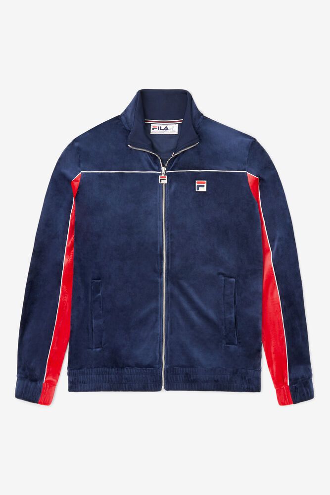 Fila Jacket Cisco Velour Mens Navy - India VRM-287431